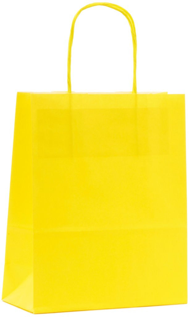 DittaDisplay eco festival sac cabas kraft couleur jaune poignées torsadées recyclable recyclebare gelbe farbe Tragetasche mit gedrehten Griffen, bunte Krafttasche tote bag yellow color twisted handles