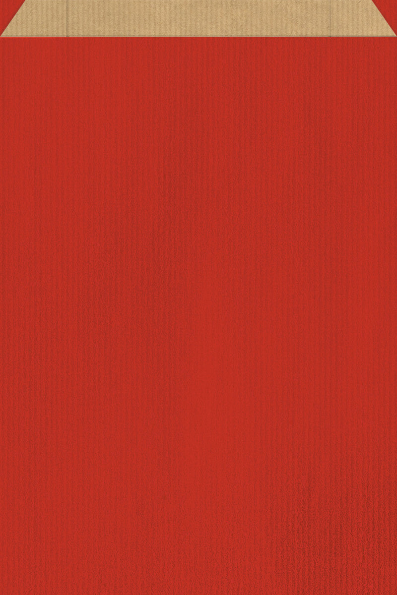 DittaDisplay Pochette papier couleur rouge sur kraft brun vergé Rot gefärbte Papierhülle auf braunem Kraftpapier Red colored paper pouch on brown kraft paper