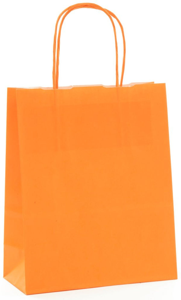 DittaDisplay eco festival sac cabas kraft couleur orange poignées torsadées recyclable recyclebare orangefarbene Tragetasche mit gedrehten Griffen, bunte Krafttasche tote bag color twisted handles