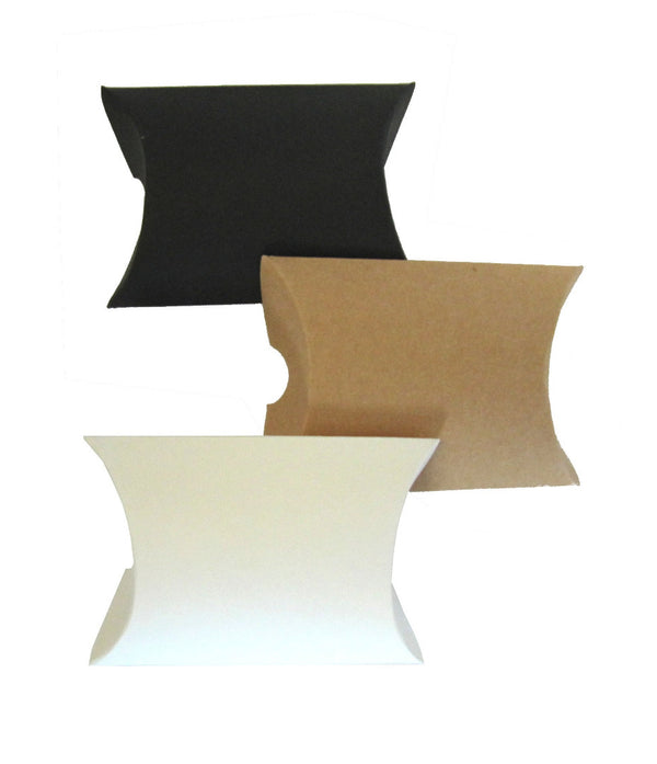 Mini boîtes coussin en carton noir, blanc et kraft – emballage élégant pour bijoux, accessoires et petits cadeaux