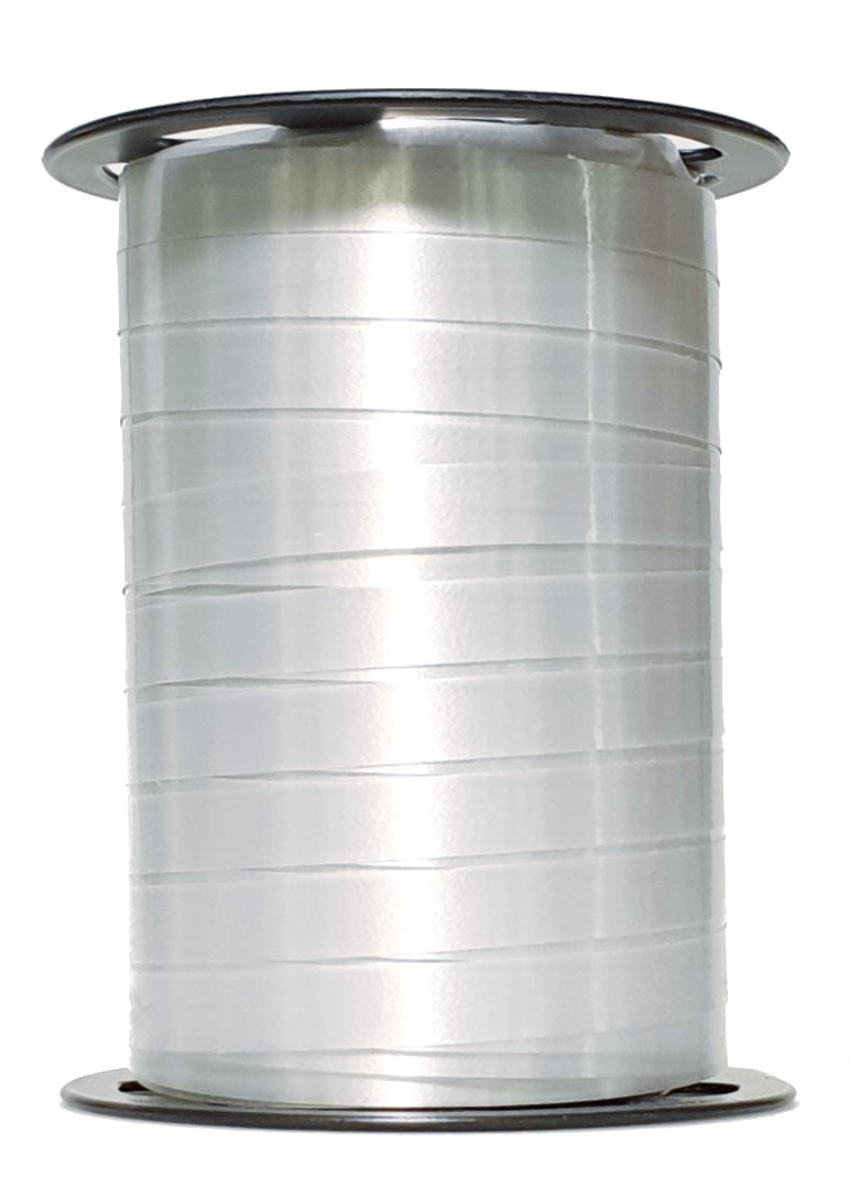 bobine argent satinée 250 m, idéale pour emballages cadeaux, compositions florales et décorations événementielles