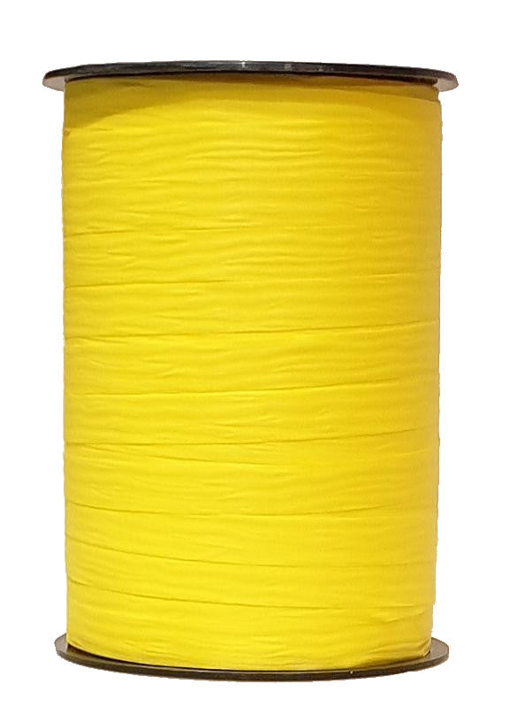 Bobine de crépon citron mat 250 m, souple et résistante. Idéale pour fleuristes, emballages cadeaux, décorations et présentations.