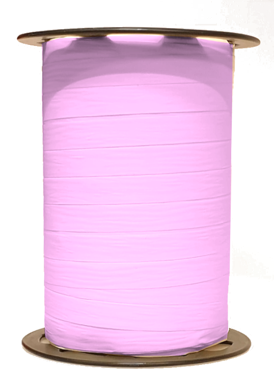 Bobine de crépon rose clair mat 250 m, souple et résistante. Idéale pour fleuristes, emballages cadeaux, décorations et présentations.