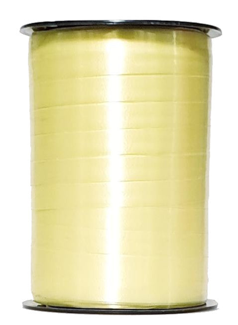 bobine jaune clair satinée 250 m, idéale pour emballages cadeaux, compositions florales et décorations événementielles