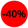 Rouleau de pastilles adhésives rouge fluo -40% Ø 32 mm pour promotions et soldes en magasin – 1000 pièces