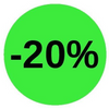 Rouleau de pastilles adhésives vert fluo -20% Ø 32 mm pour promotions et soldes en magasin – 1000 pièces
