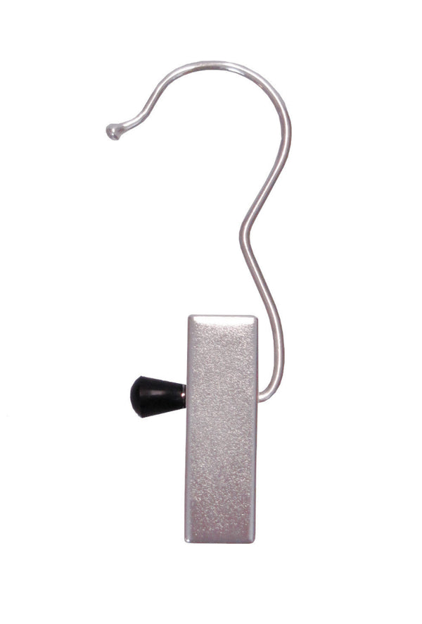 Pince en métal avec crochet cintre 36 mm – compacte, robuste et élégante pour suspendre vêtements et accessoires en magasin