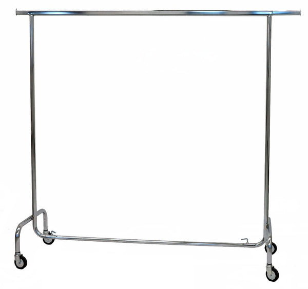 Portant à vêtements en métal chromé hauteur fixe avec roues de 8 cm et freins – 2 longueurs disponibles, 100 ou 150 cm