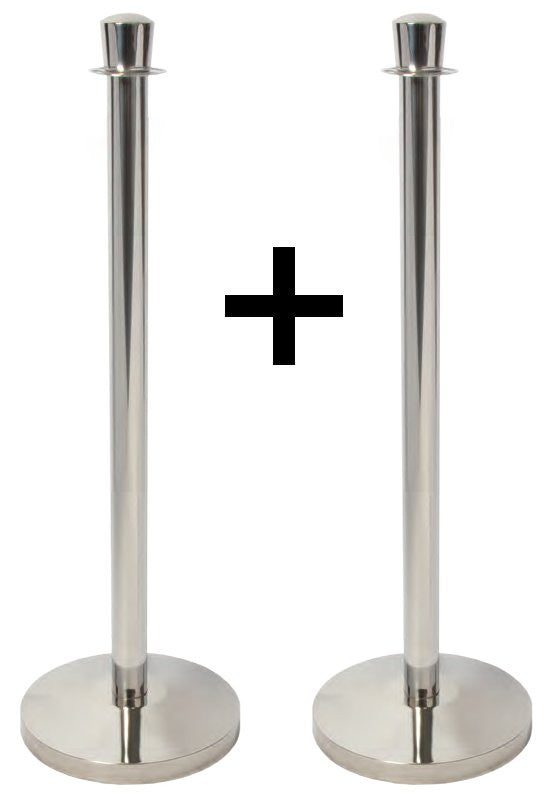 Lot de 2 poteaux d’accueil classiques en acier chromé hauteur 1 m – accessoire professionnel pour zones d’attente et accompagnement des visiteurs