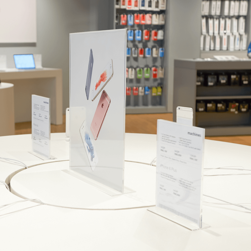 Présentoir vertical double face pour feuille d’information DIN sur comptoir