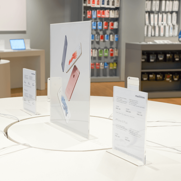 Présentoir vertical double face pour feuille d’information DIN sur comptoir