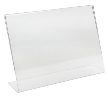 Présentoir horizontal incliné pour feuille d’information DIN sur comptoir