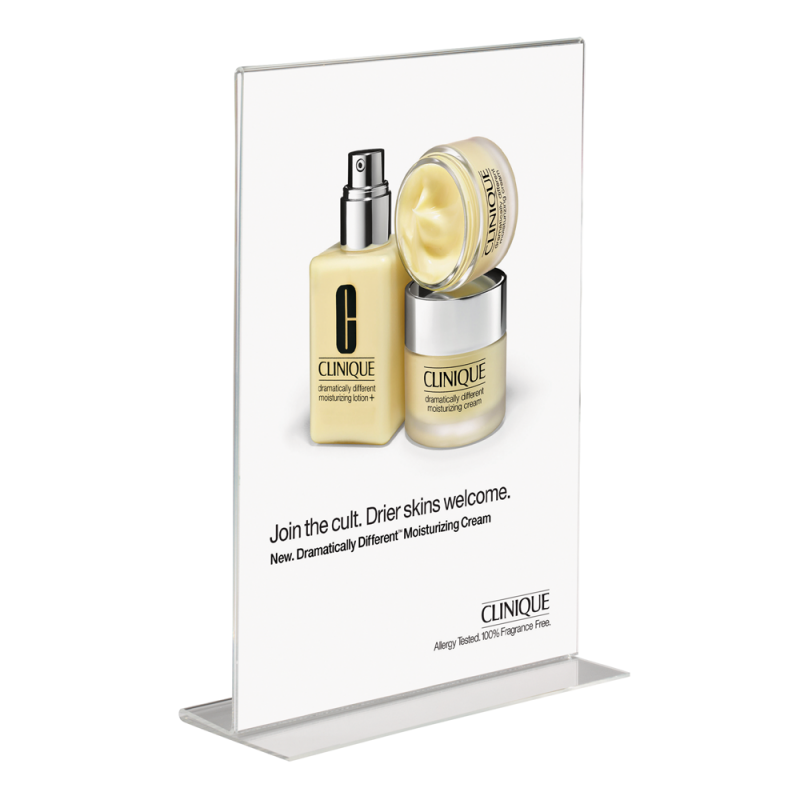 Présentoir vertical double face pour feuille d’information DIN sur comptoir