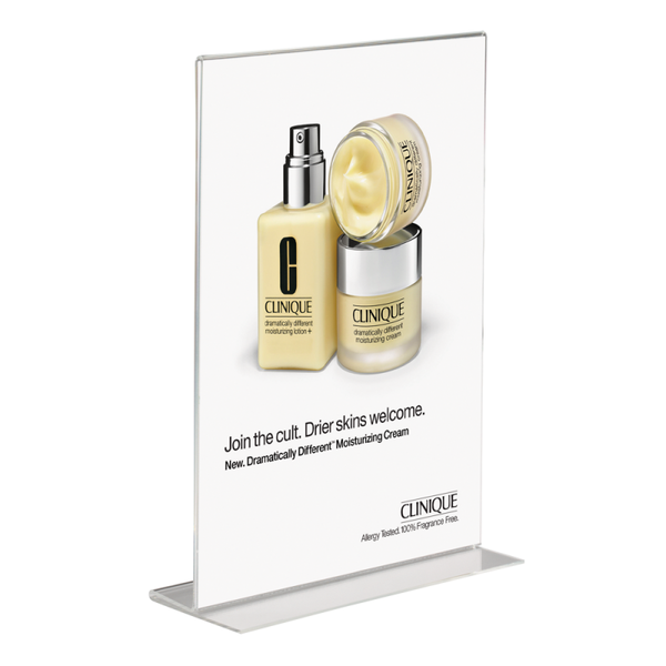 Présentoir vertical double face pour feuille d’information DIN sur comptoir