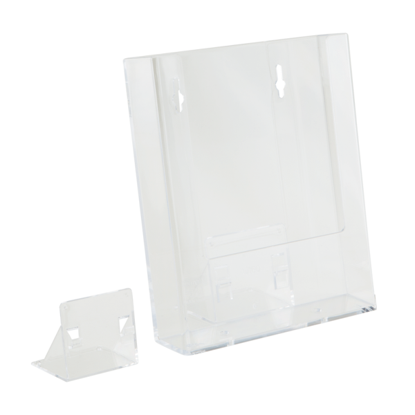 Présentoir à prospectus mural ou à poser avec dos amovible pour brochures