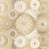 Rouleau de papier kraft brun à motifs mandala argent imprimés, solide et recyclable, idéal pour emballage cadeau, fleuristes et commerces de détail.