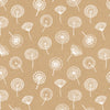 Rouleau de papier kraft brun à motifs pissenlit imprimés, solide et recyclable, idéal pour emballage cadeau, fleuristes et commerces de détail.