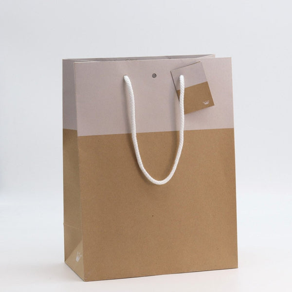 sac kraft naturel 175 g/m² avec impression blanche de la collection L’Exceptionnel Line, élégant et robuste, idéal pour boutiques haut de gamme et cadeaux