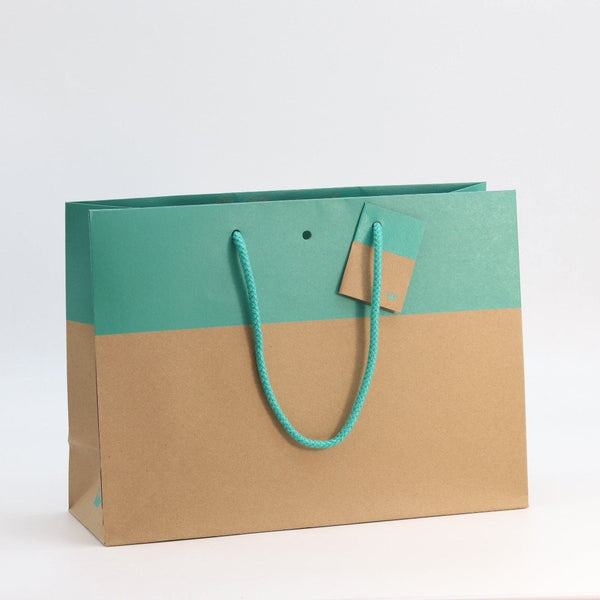 sac kraft naturel 175 g/m² avec impression turquoise de la collection L’Exceptionnel Line, élégant et robuste, idéal pour boutiques haut de gamme et cadeaux