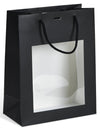 sac vitrine pelliculé noir avec poignées cordelières, collection La Boutique, élégant et solide, idéal pour boutiques de mode, cadeaux et commerces haut de gamme