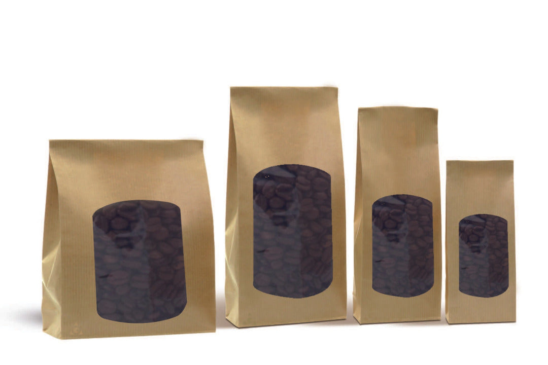 sachet SOS XL en kraft avec fenêtre transparente, thermosoudable et apte au contact alimentaire, idéal pour biscuits, céréales et confiseries