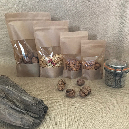 sachet zip hermétique apte au contact alimentaire, disponible en 4 formats, idéal pour cafés, thés, épices, biscuits et autres produits secs ou gras