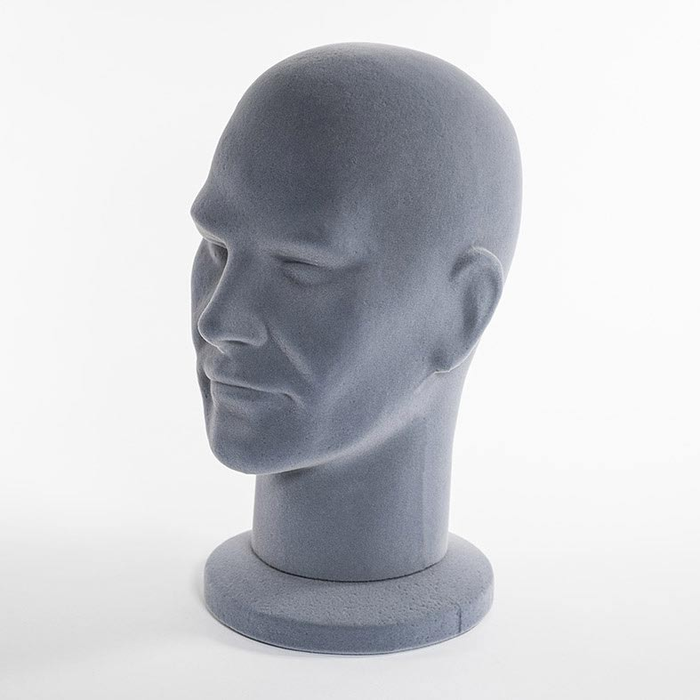 Tête mannequin homme hauteur 33 cm pour présentation accessoires en vitrine