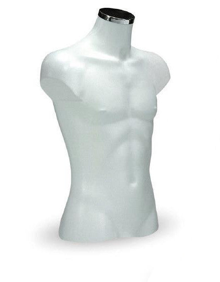 Torse mannequin homme 3/4 70 cm pour vitrine de magasin, 4 couleurs