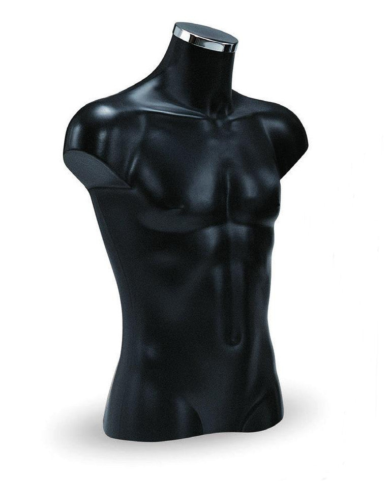 Torse mannequin homme 3/4 70 cm pour vitrine de magasin, 4 couleurs