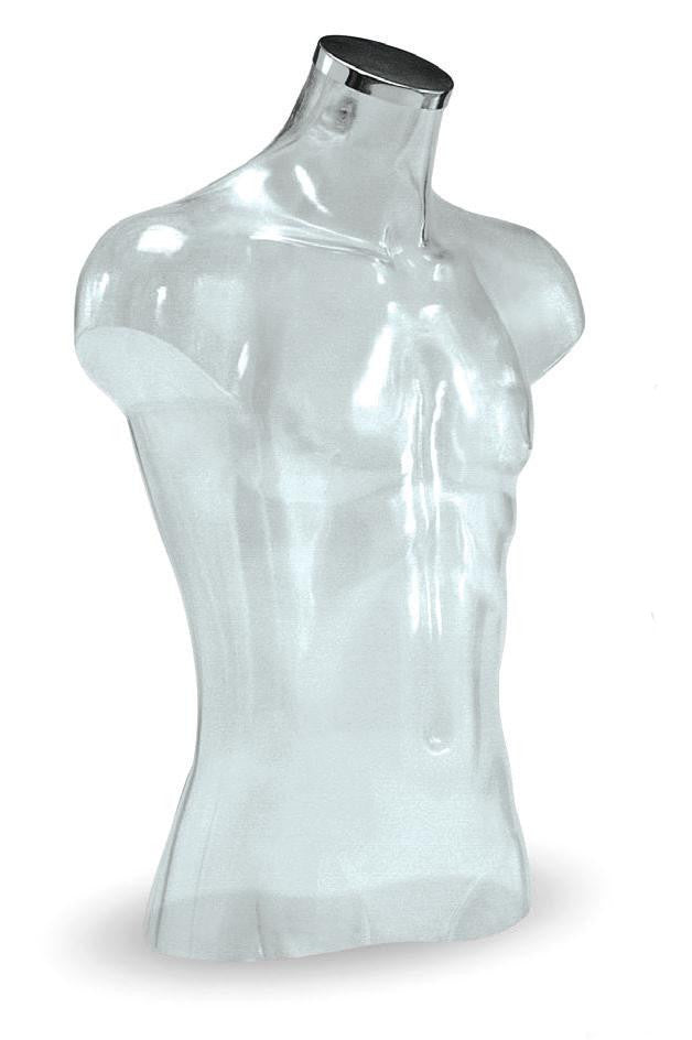 Torse mannequin homme 3/4 70 cm pour vitrine de magasin, 4 couleurs